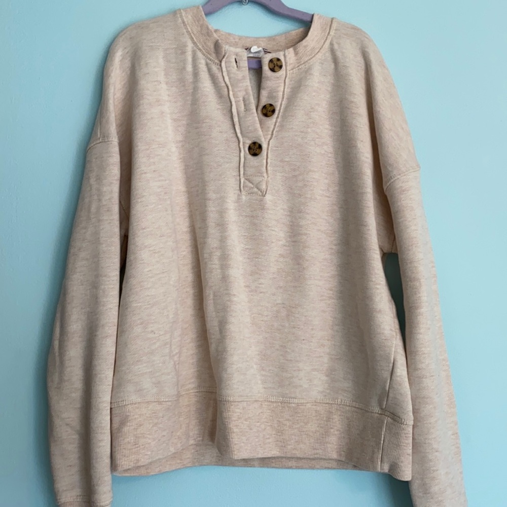 button up crewneck pullover